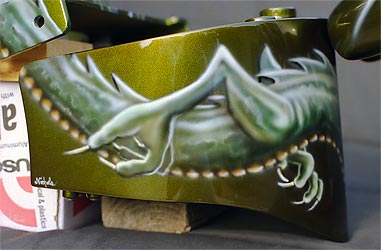 airbrush art of dragon on oil tank deatail
