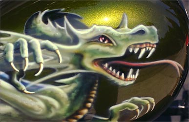 airbrush art of dragon on motorcycle tank detail