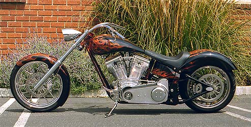 airbrushed flames on Harley Davidson motorcycle fender