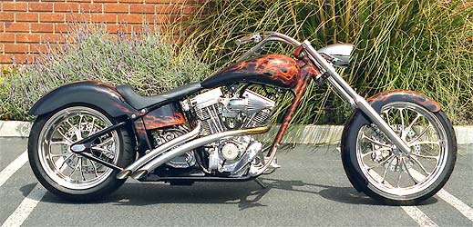 airbrushed flames on Harley Davidson motorcycle