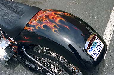 airbrush truefire flames on motorcycle rear fender