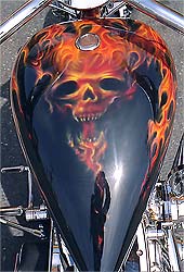 airbrush truefire flames and skull on motorcycletank top