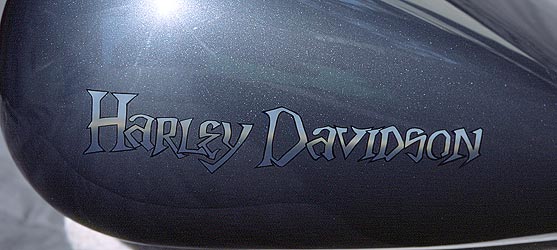 custom lettering on Harley Davidson motorcycle