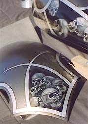 airbrush art, skulls on rear fender