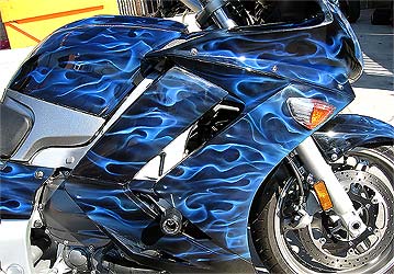 truefire flames on Yamaha motorcycle