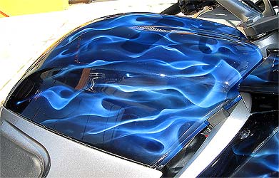 truefire flames on Yamaha motorcycle tank