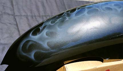 airbrush truefire flames on front fender