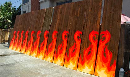 flame panels trade show custom paint