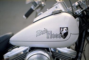 Hand lettering on motorcycle tank