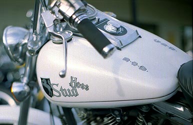 Hand lettering on motorcycle tank