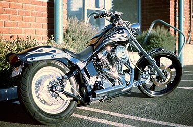 flames with beveled edges on Harley Davidson motorcycle