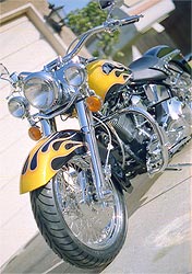 traditional larger style flames on Harley Davidson motorcycle