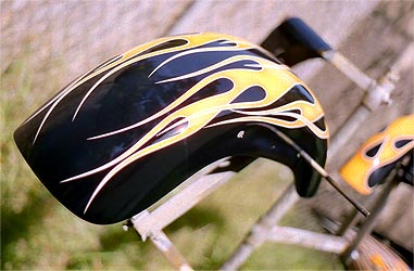 traditional flames, rear fender