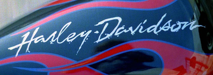 Hand lettering on motorcycle tank detail