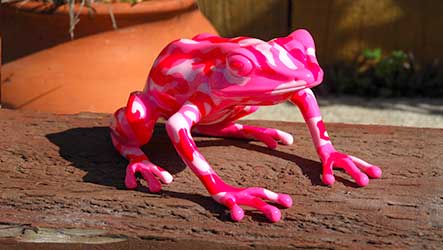 camouflage frog sculpture