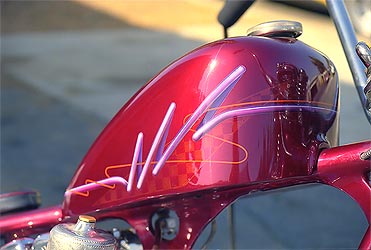 graphics on custom harley davidson chopper tank