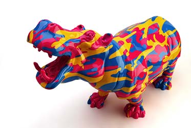 camouflage hippo art