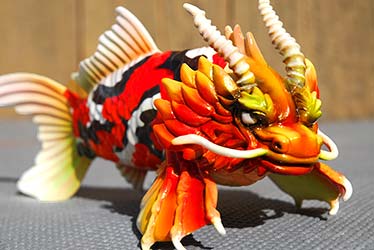 custom paint koi dragon sculpture