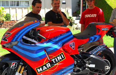 graphics and lettering on ducati race bike