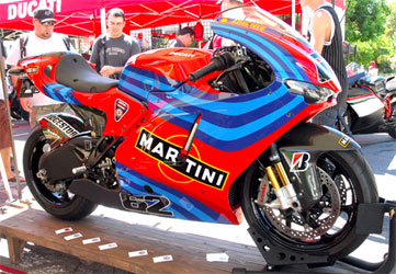 graphics and lettering on ducati race bike