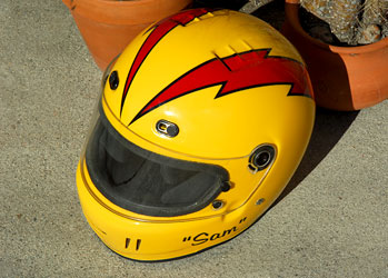 Lightning Bolt graphics on Race Helmet