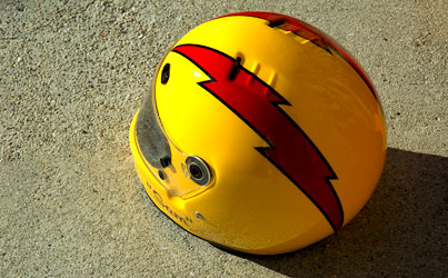 Lightning Bolt graphics on Race Helmet