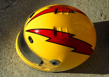 Lightning Bolt graphics on Race Helmet