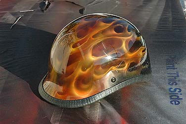 orange truefire flames on helmet