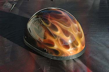 orange truefire flames on helmet