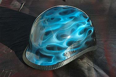 blue truefire flames on helmet