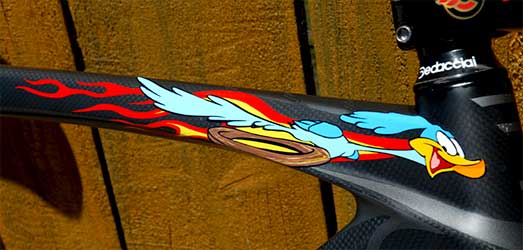 lettering and brush-work roadrunner race bicycle