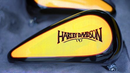 Hand lettering on motorcycle tank